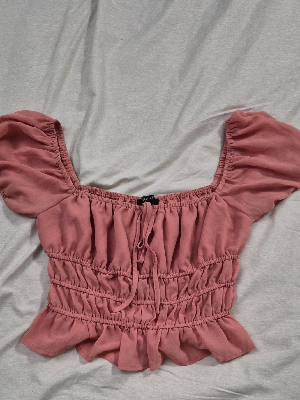 Womens Dusty Rose Smocked Peplum Top